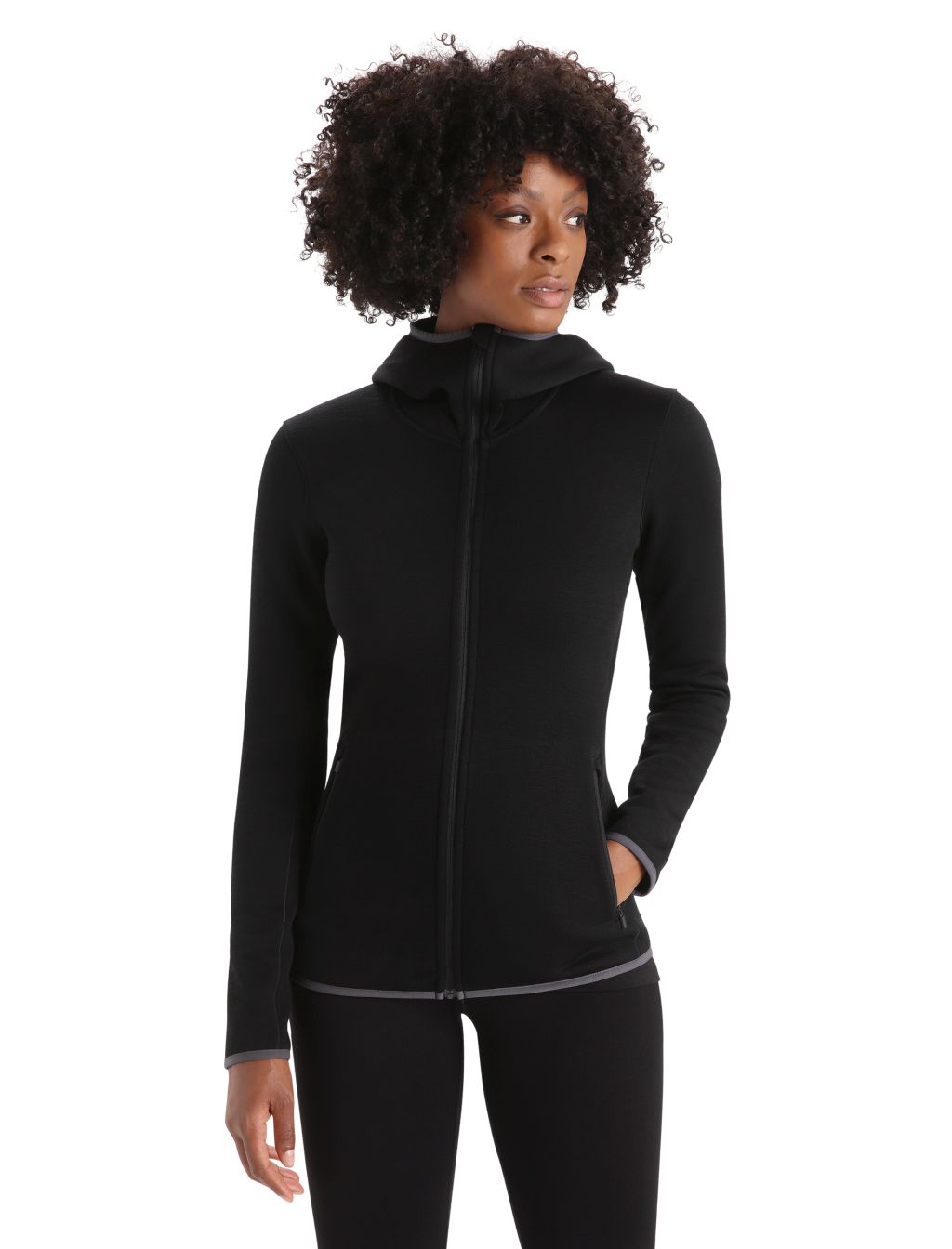 Dámské mikina ICEBREAKER Wmns Elemental LS Zip Hood, Black velikost: XL