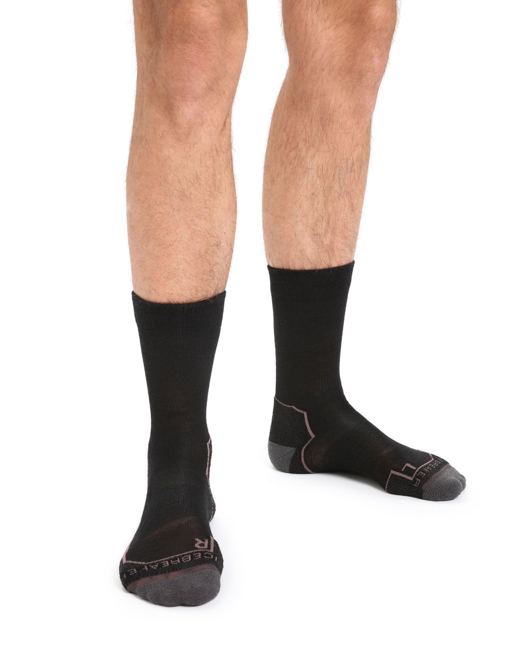 Pánské merino ponožky ICEBREAKER Mens Hike+ Light Crew, Black/Mink/Monsoon velikost: 42-44 (M)