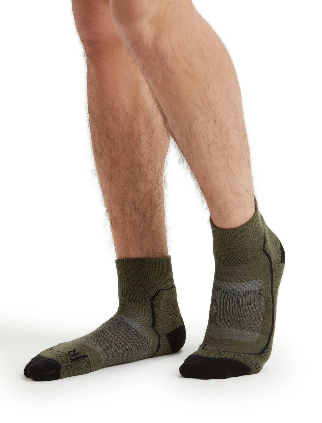 Pánské merino ponožky ICEBREAKER Mens Hike+ Light Mini, Loden/Blk/Gritstone Heather velikost: 44,5-46,5 (L)