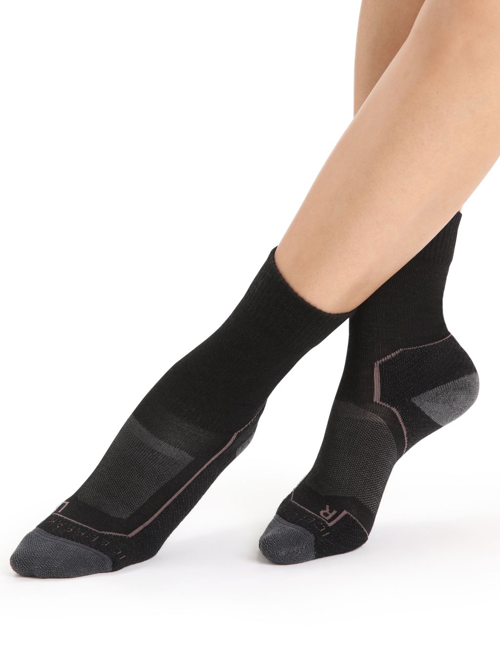 Dámské merino ponožky ICEBREAKER Wmns Hike+ Light Crew, Black/Monsoon/Mink velikost: 38-40 (M)