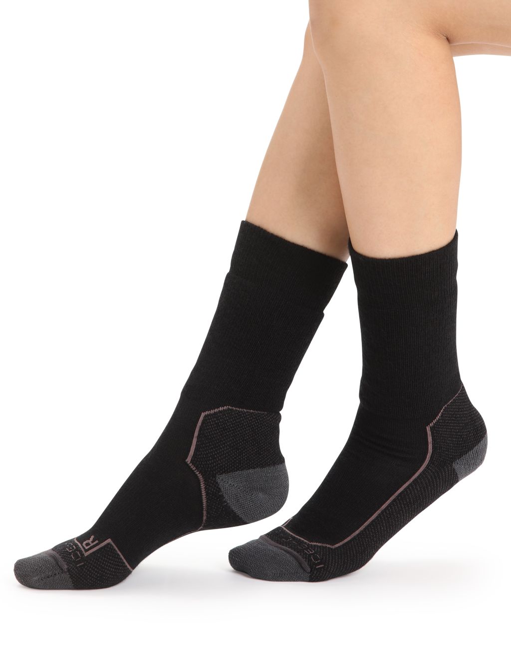 Dámské merino ponožky ICEBREAKER Wmns Hike+ Medium Crew, Black/Monsoon/Mink velikost: 41-43 (L)