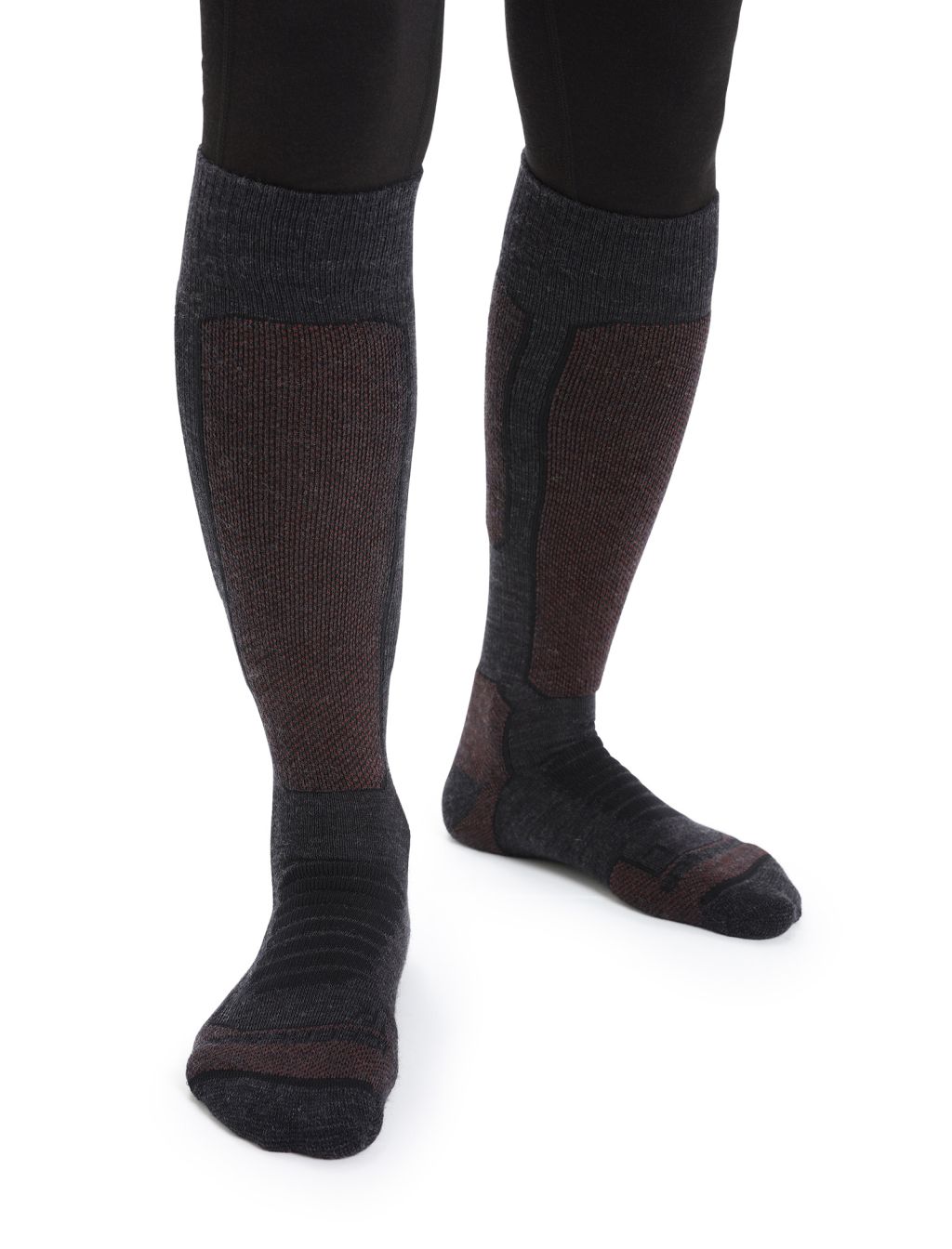 Dámské merino ponožky ICEBREAKER Wmns Ski+ Medium OTC, Jet Heather/Espresso/Black velikost: 35-37 (S)