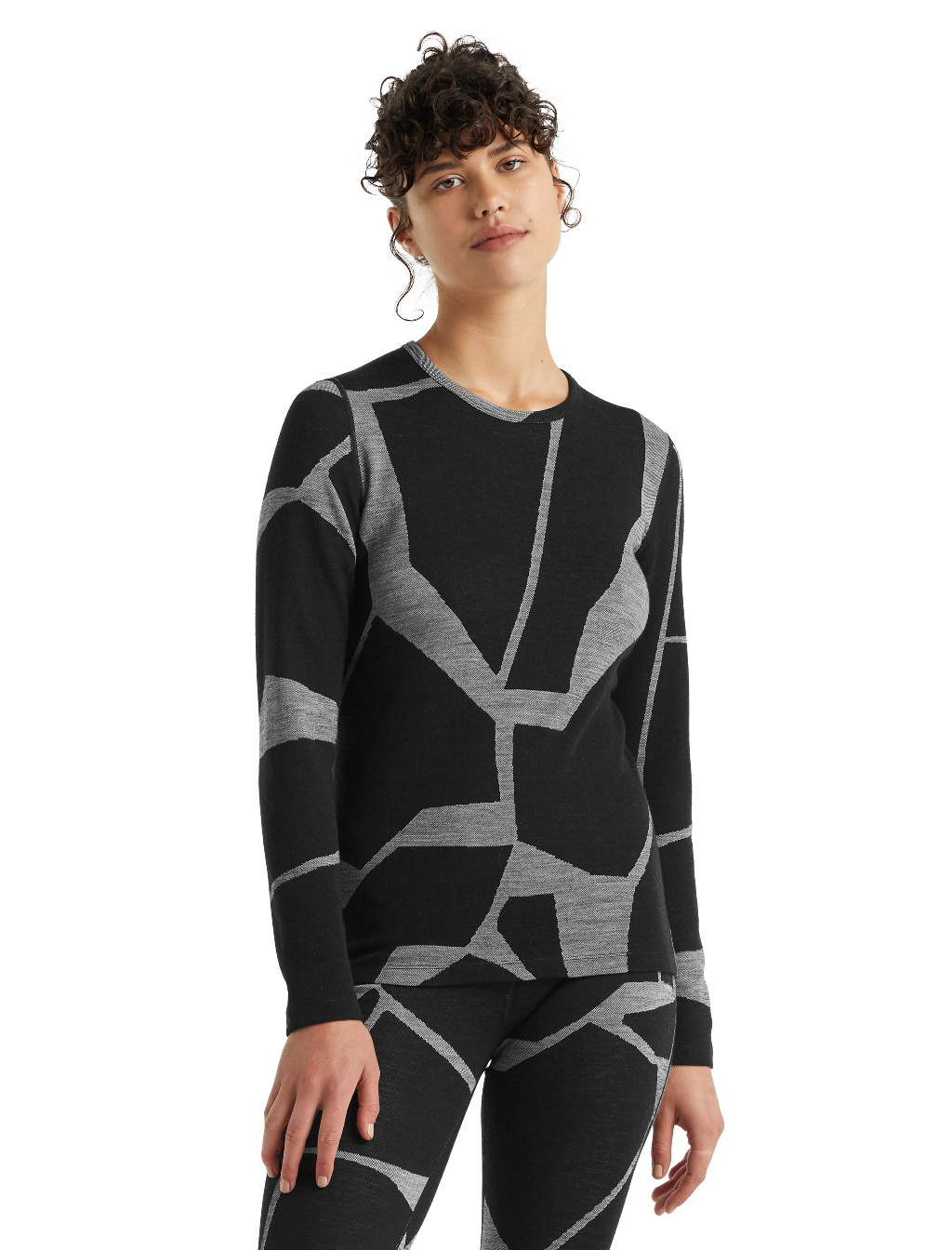 Dámské triko dlouhý rukáv  ICEBREAKER Wmns 250 Vertex LS Crewe  Landscapes, Black/J velikost: XL