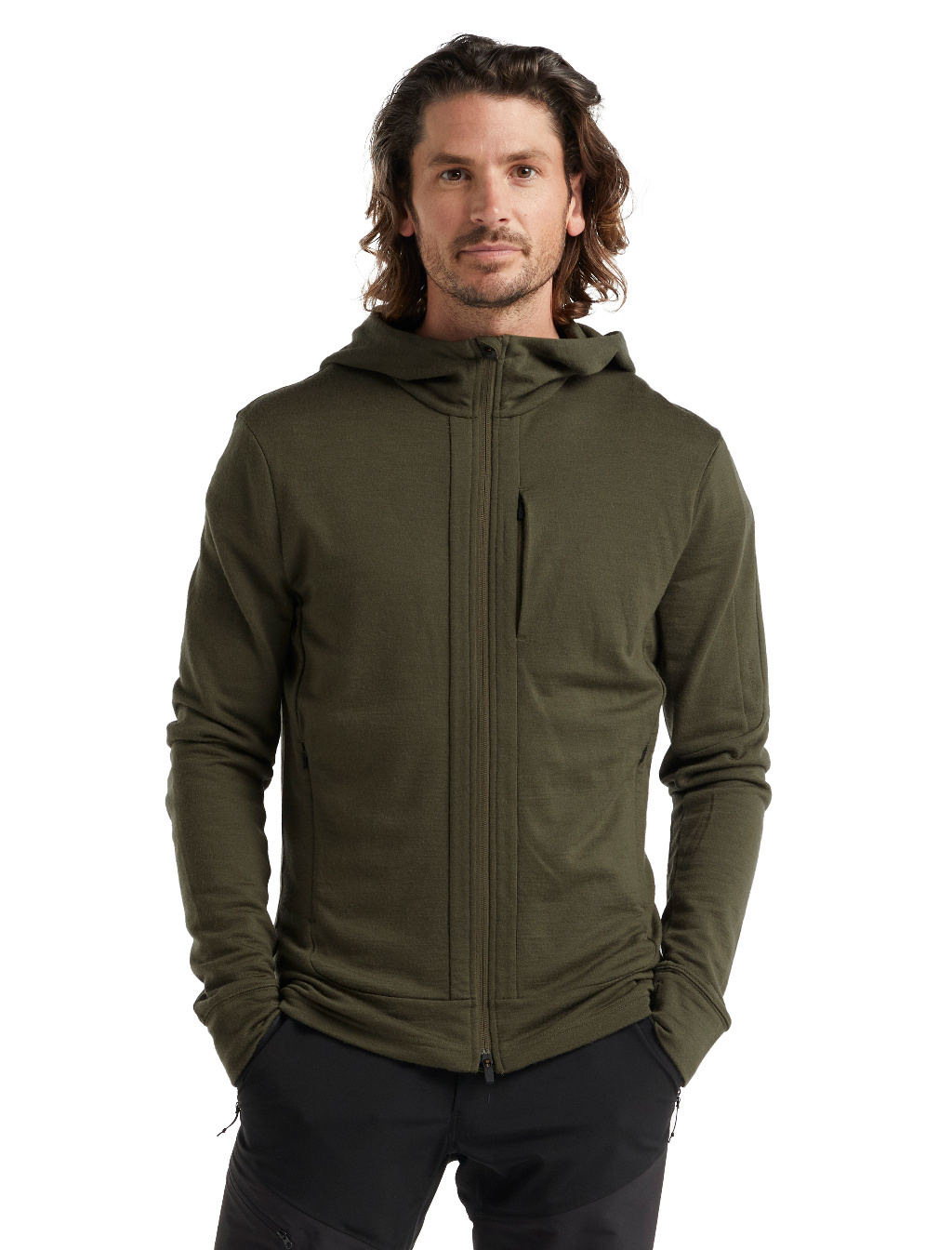 Pánská mikina ICEBREAKER Mens Quantum III LS Zip Hood, Loden velikost: L