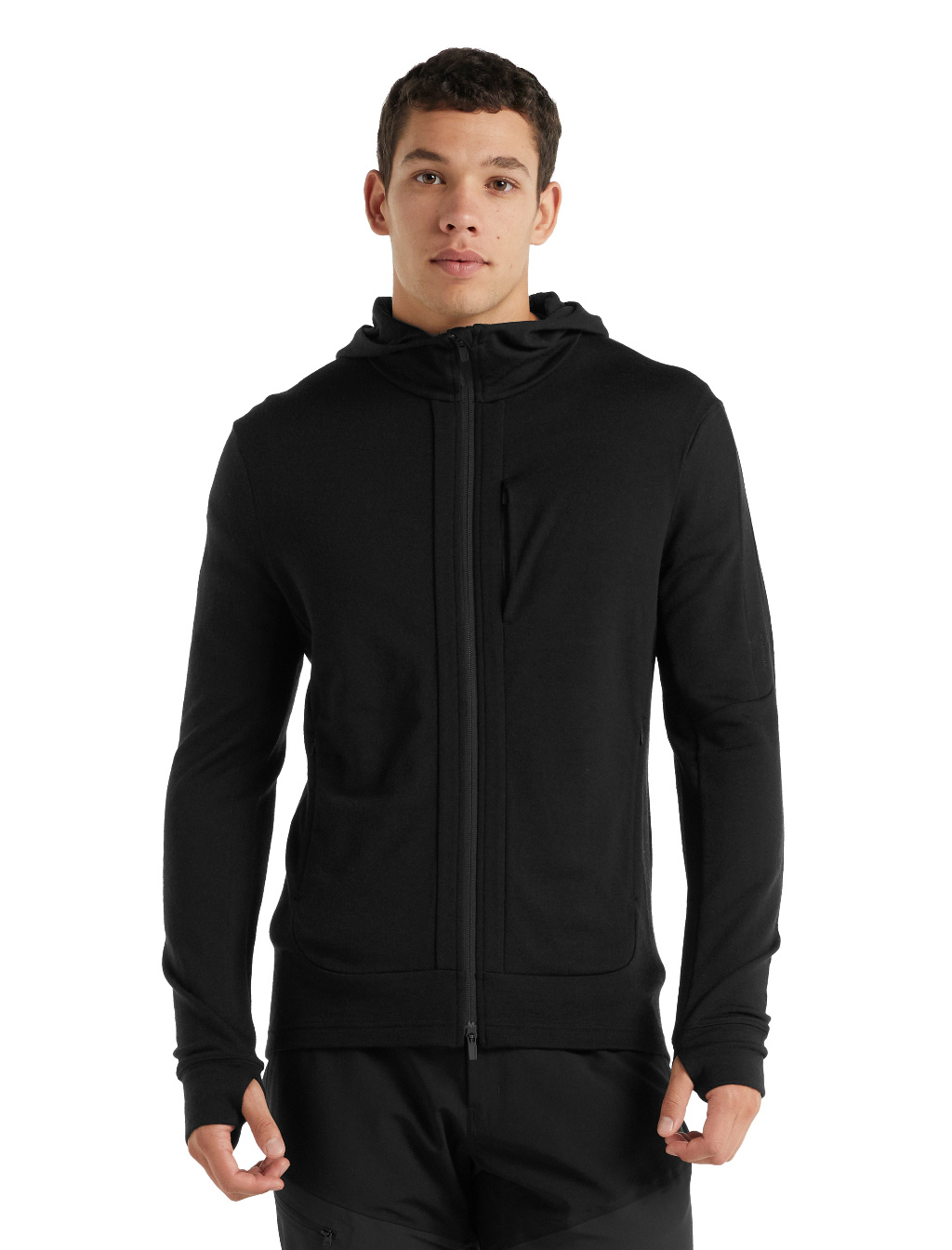 Pánská mikina ICEBREAKER Mens Quantum III LS Zip Hood, Black velikost: L