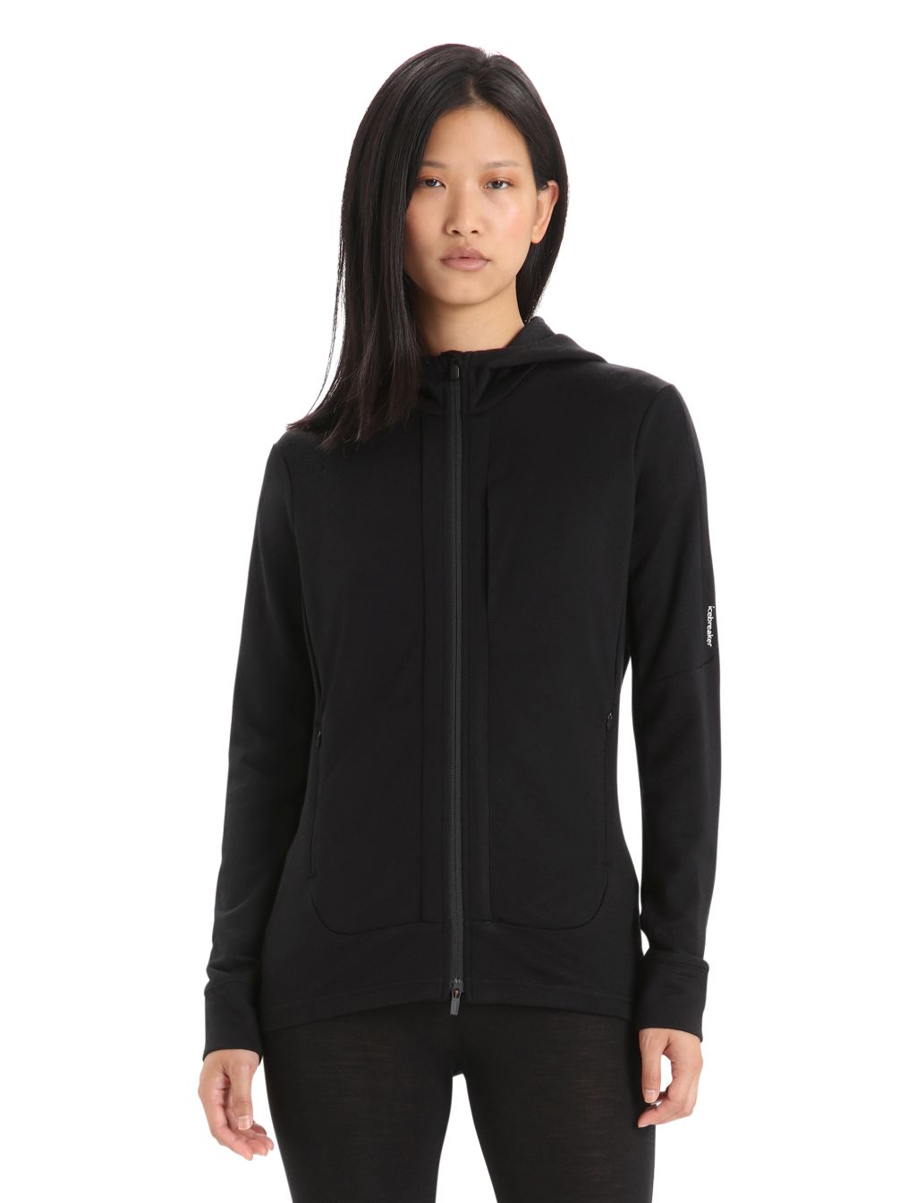 Dámská mikina ICEBREAKER Wmns Quantum III LS Zip Hood, Black velikost: XS