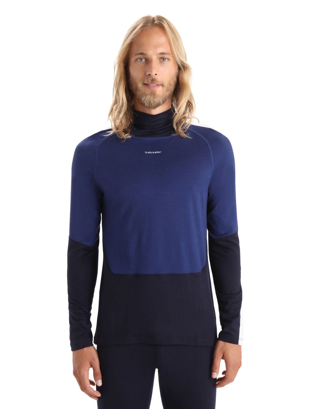 Pánské triko dlouhý rukáv ICEBREAKER Mens 200 Sonebula LS High Neck, Mid Nvy/Royal Nvy/Snow/Cb velikost: M