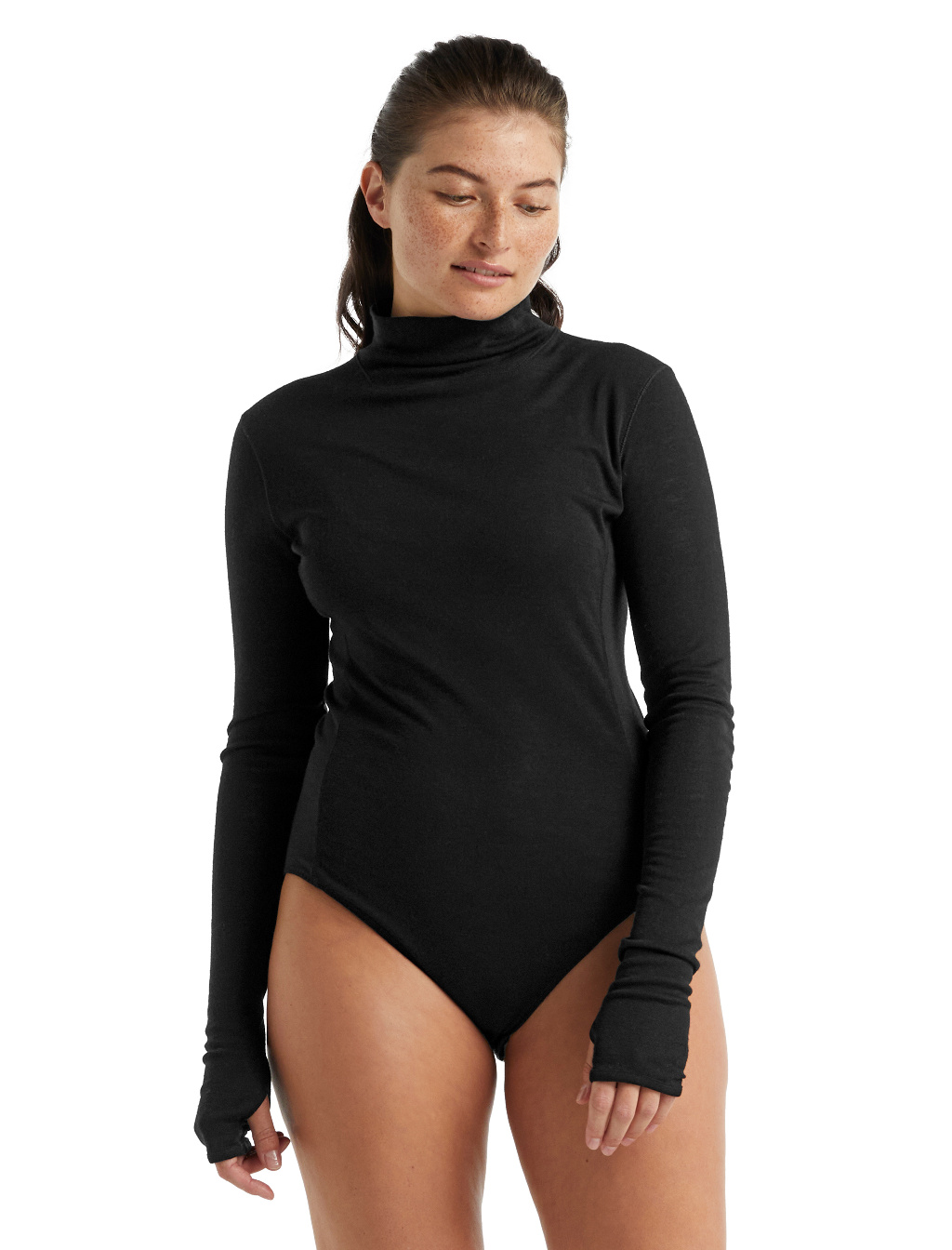 Dámské triko dlouhý rukáv ICEBREAKER Wmns Queens LS High Neck Bodysuit, Black velikost: S