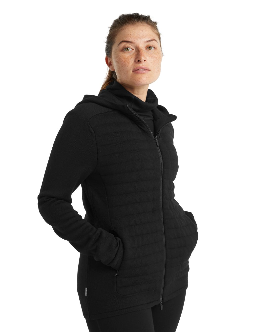 Dámský svetr ICEBREAKER Wmns ZoneKnit Insulated LS Zip Hoodie, Black velikost: L