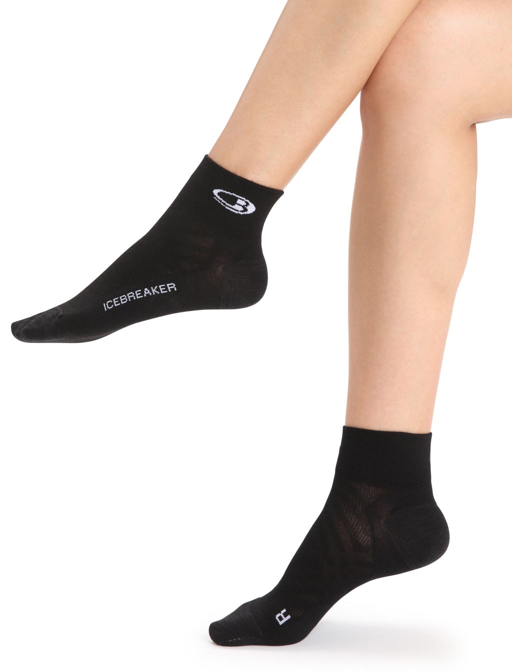 Dámské merino ponožky ICEBREAKER Wmns Run+ Ultralight Mini, Black/Snow velikost: 41-43 (L)