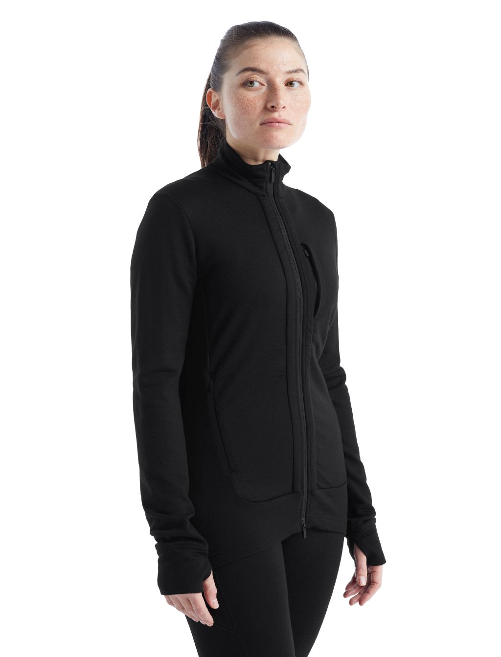 Dámská merino mikina ICEBREAKER Wmns Quantum III LS Zip, Black velikost: XS