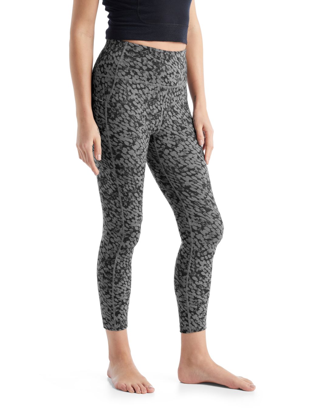 Dámské merino kalhoty ICEBREAKER Wmns Fastray High Rise Tights Forest Shadow, Metro Heather/Aop velikost: XS