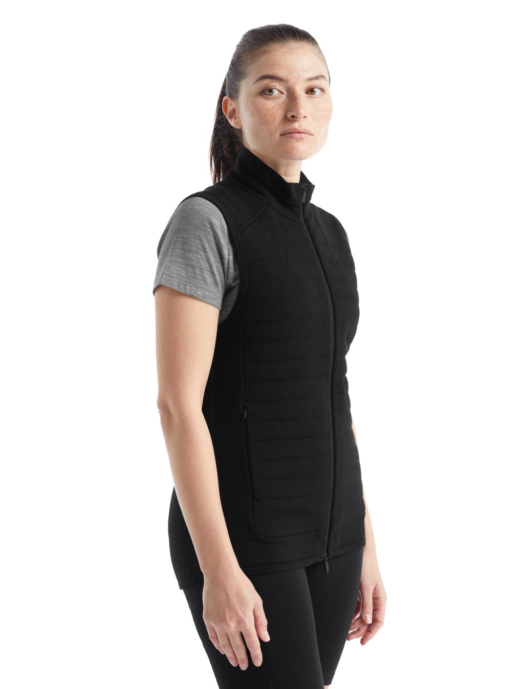 Dámská merino vesta ICEBREAKER Wmns ZoneKnit Insulated Vest, Black velikost: L