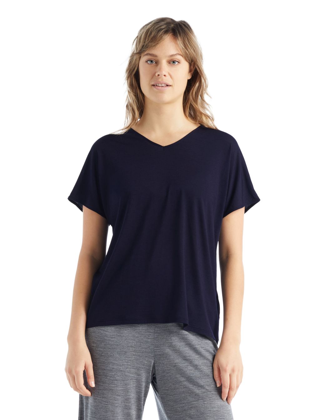 Dámské merino triko krátký rukáv ICEBREAKER Wmns Drayden Reversible SS Top, Midnight Navy velikost: S