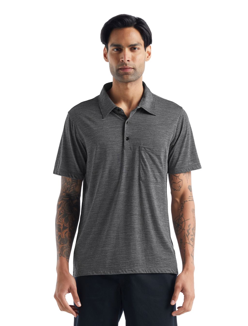 pánské merino polo triko ICEBREAKER Mens Drayden SS Polo, Gritstone Heather velikost: M