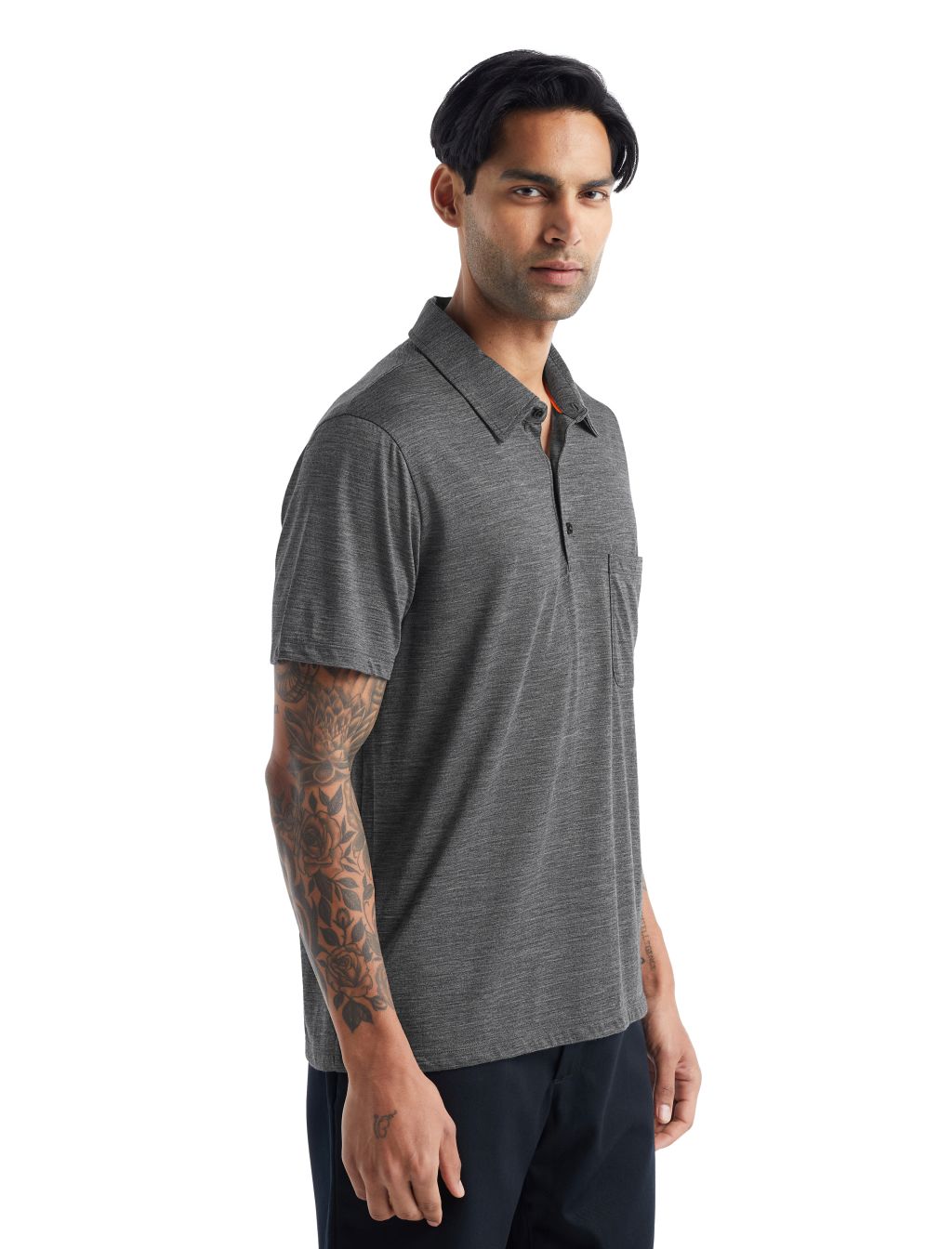 pánské merino polo triko ICEBREAKER Mens Drayden SS Polo, Gritstone Heather velikost: M