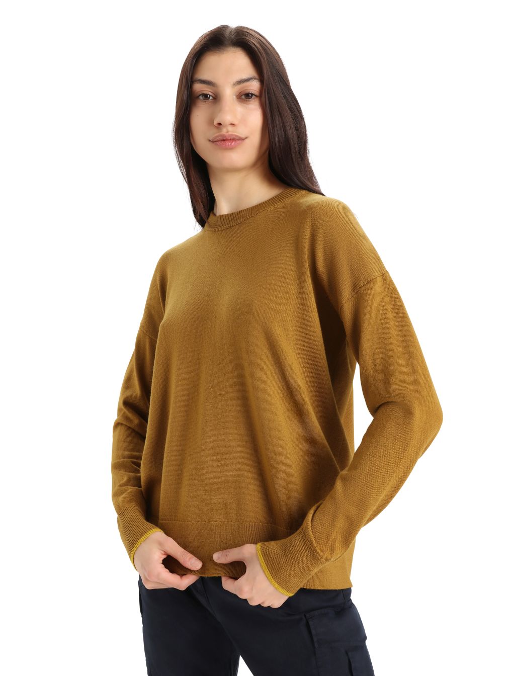 Dámský svetr ICEBREAKER Wmns Shearer Crewe Sweater, Clove/Silent Gold velikost: M