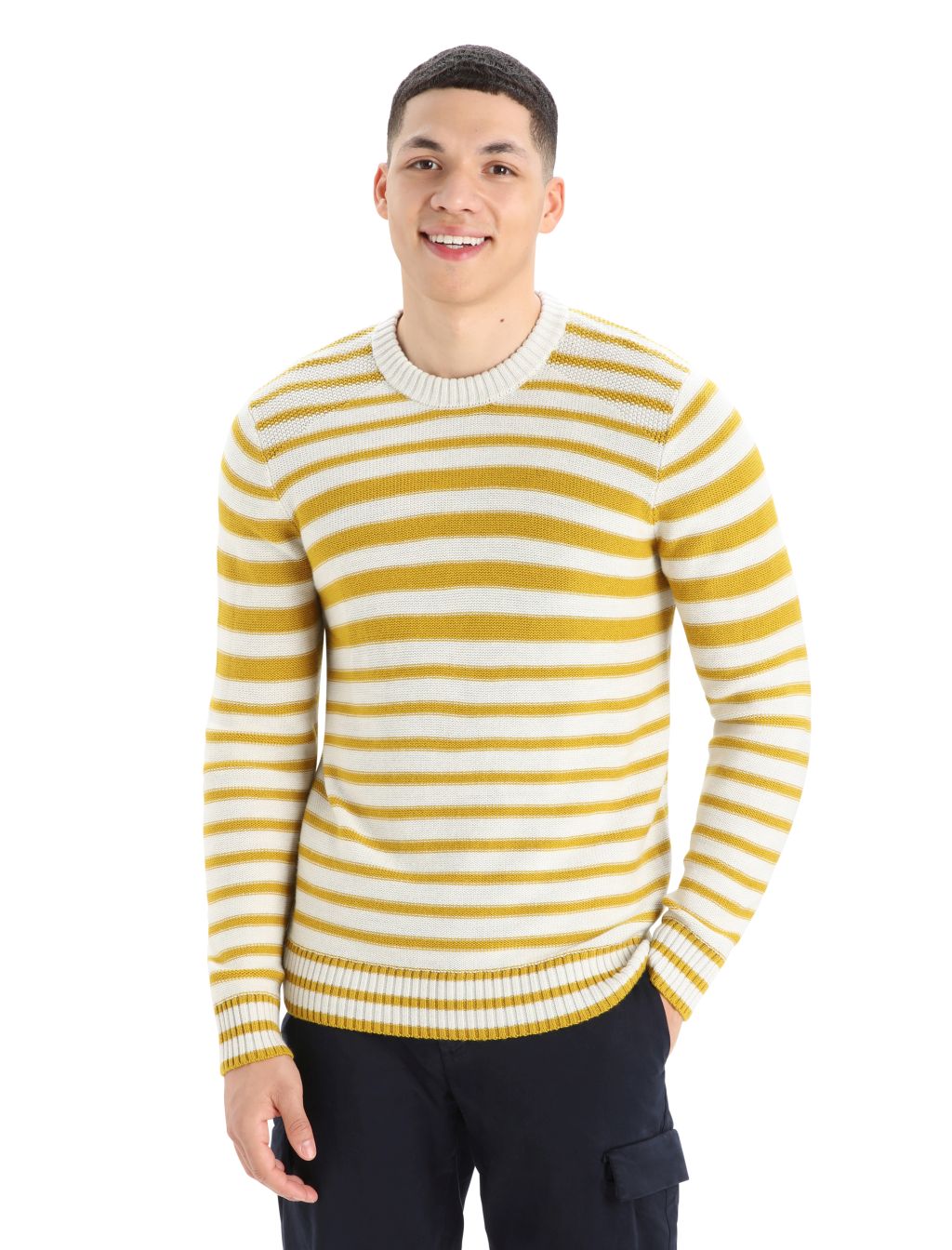 Pánský svetr ICEBREAKER Mens Waypoint Crewe Sweater, Ecru Heather/Silent Gold/S velikost: S