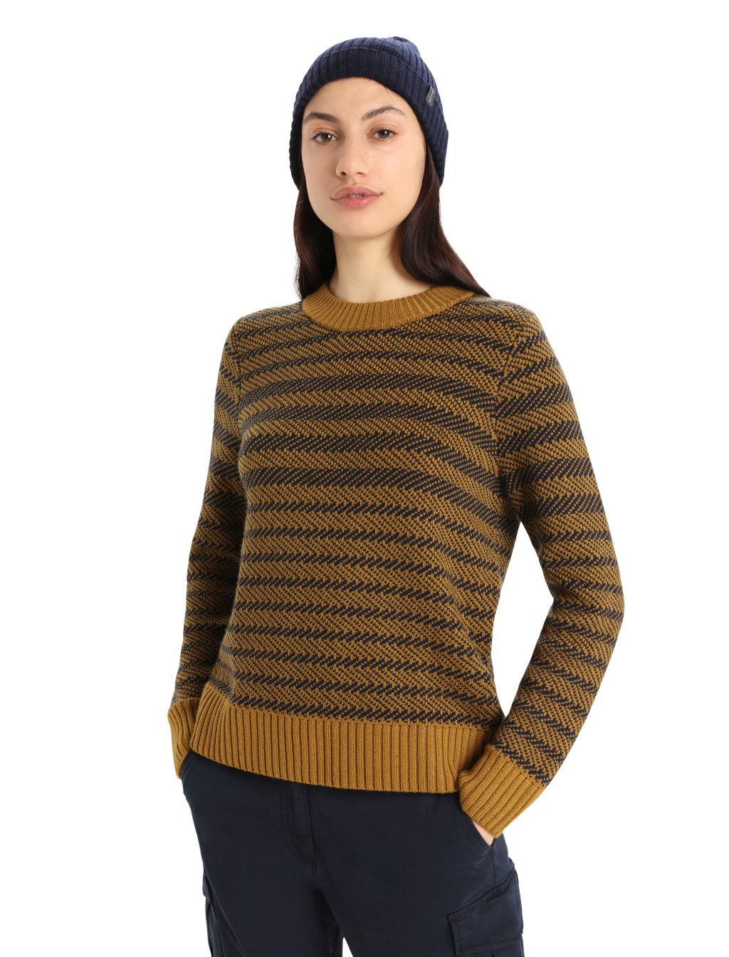 Dámský svetr ICEBREAKER Wmns Waypoint Crewe Sweater, Clove/Midnight Navy/S velikost: L