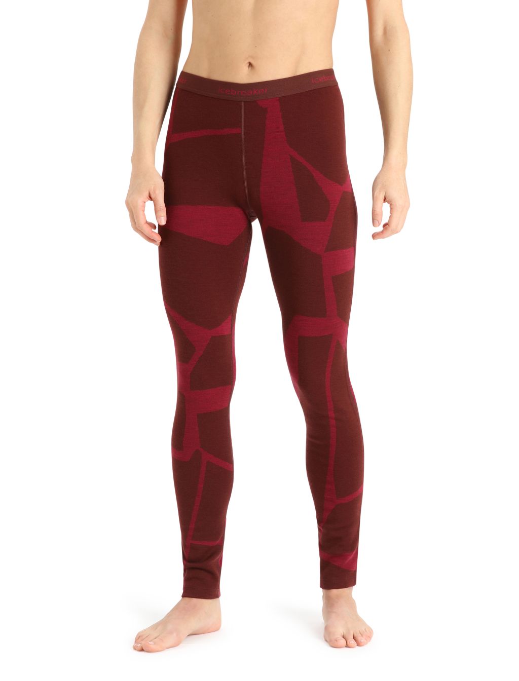 Dámské spodky ICEBREAKER Wmns 250 Vertex Leggings Fractured Landscapes, Espresso/Cherry/J velikost: XS