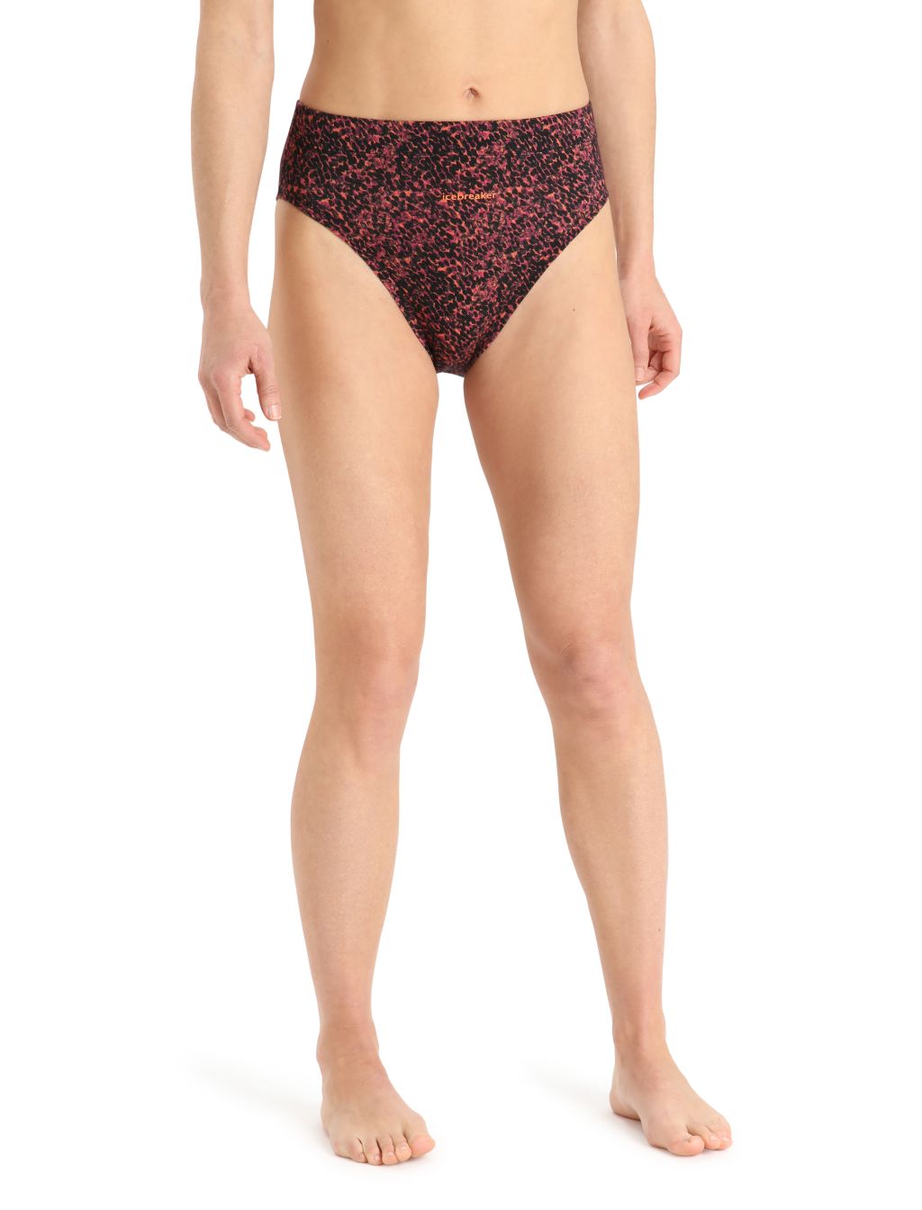 Dámské kalhotky ICEBREAKER Wmns Queens High Cut Brief, Black/Cherry/Flash/Aop velikost: XS