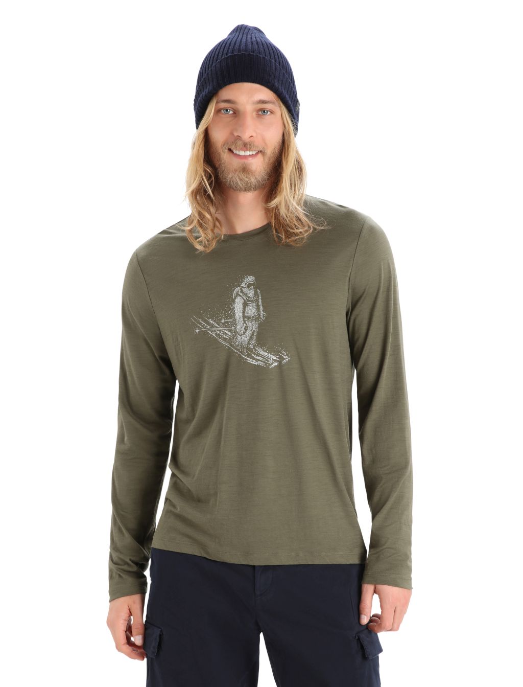 Pánské triko dlouhý rukáv ICEBREAKER Mens Tech Lite II LS Tee Skiing Yeti, Loden velikost: M