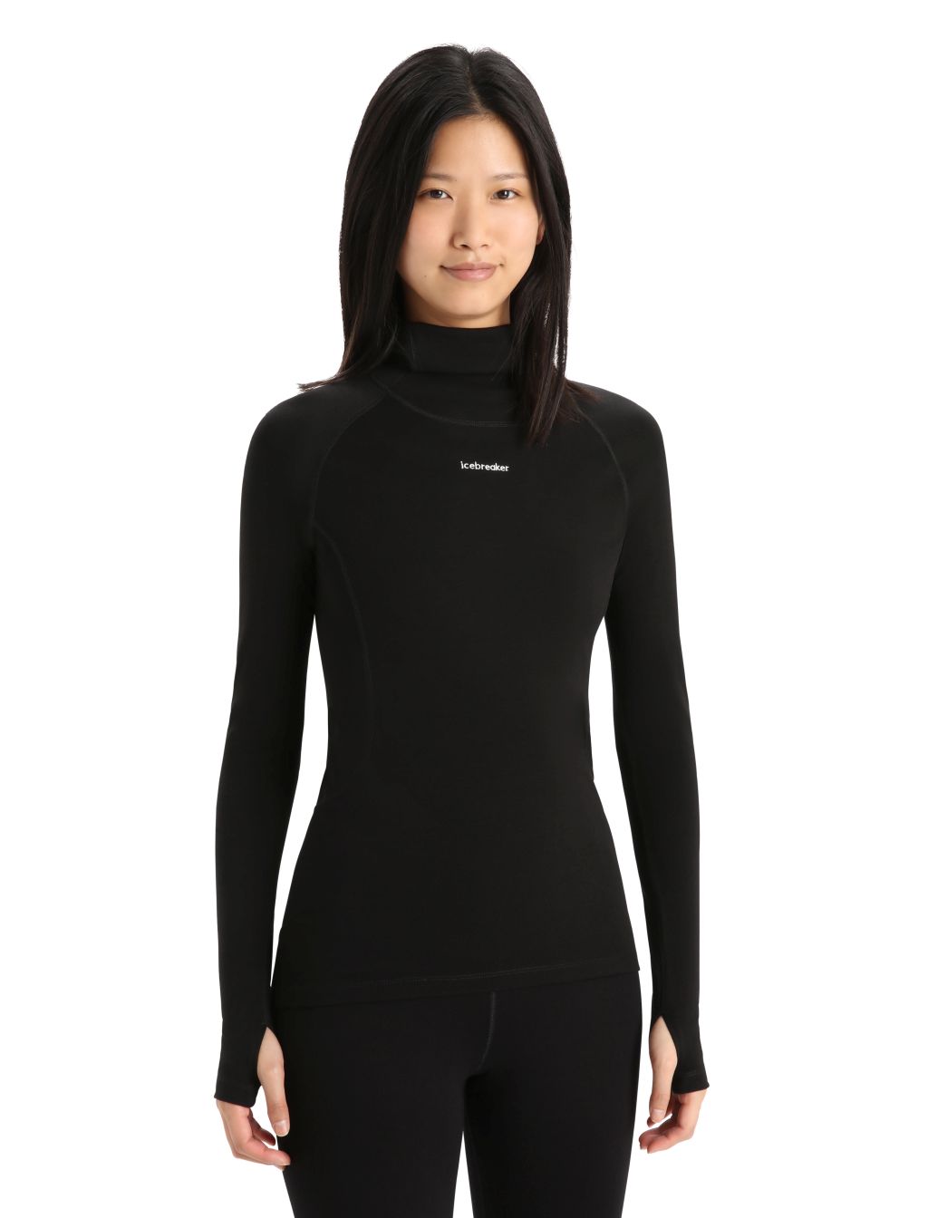 Dámské triko dlouhý rukáv ICEBREAKER Wmns Merino LS Roll Neck, Black velikost: XS