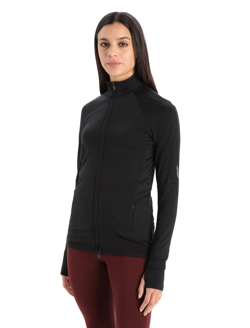 Dámské triko dlouhý rukáv ICEBREAKER Wmns ZoneKnit™ LS Zip, Black velikost: M