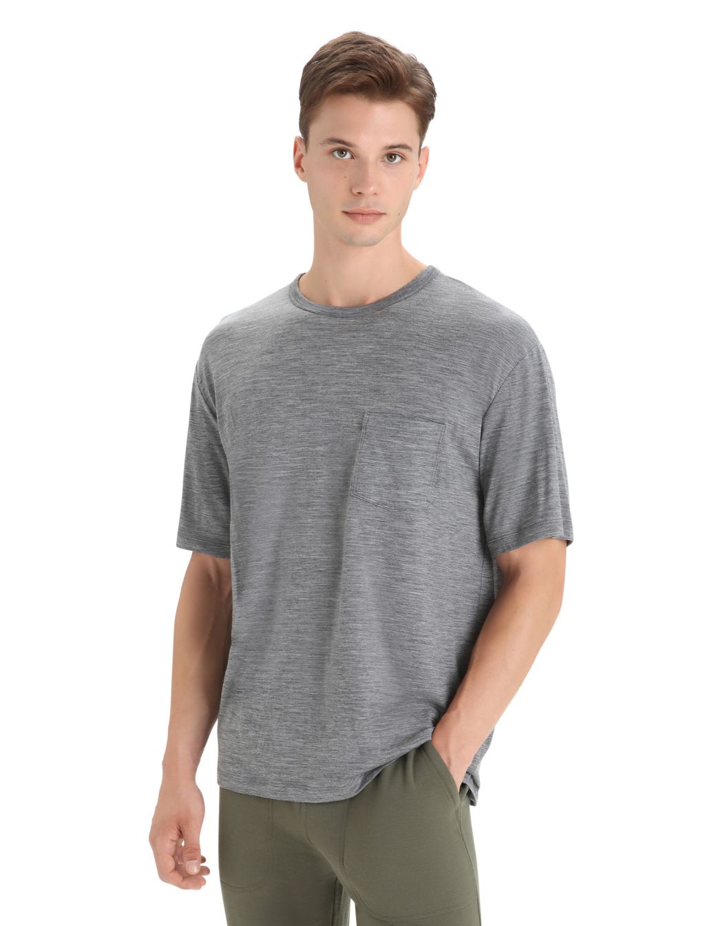 Pánské triko krátký rukáv ICEBREAKER Mens Granary SS Pocket Tee, Gritstone Heather velikost: M