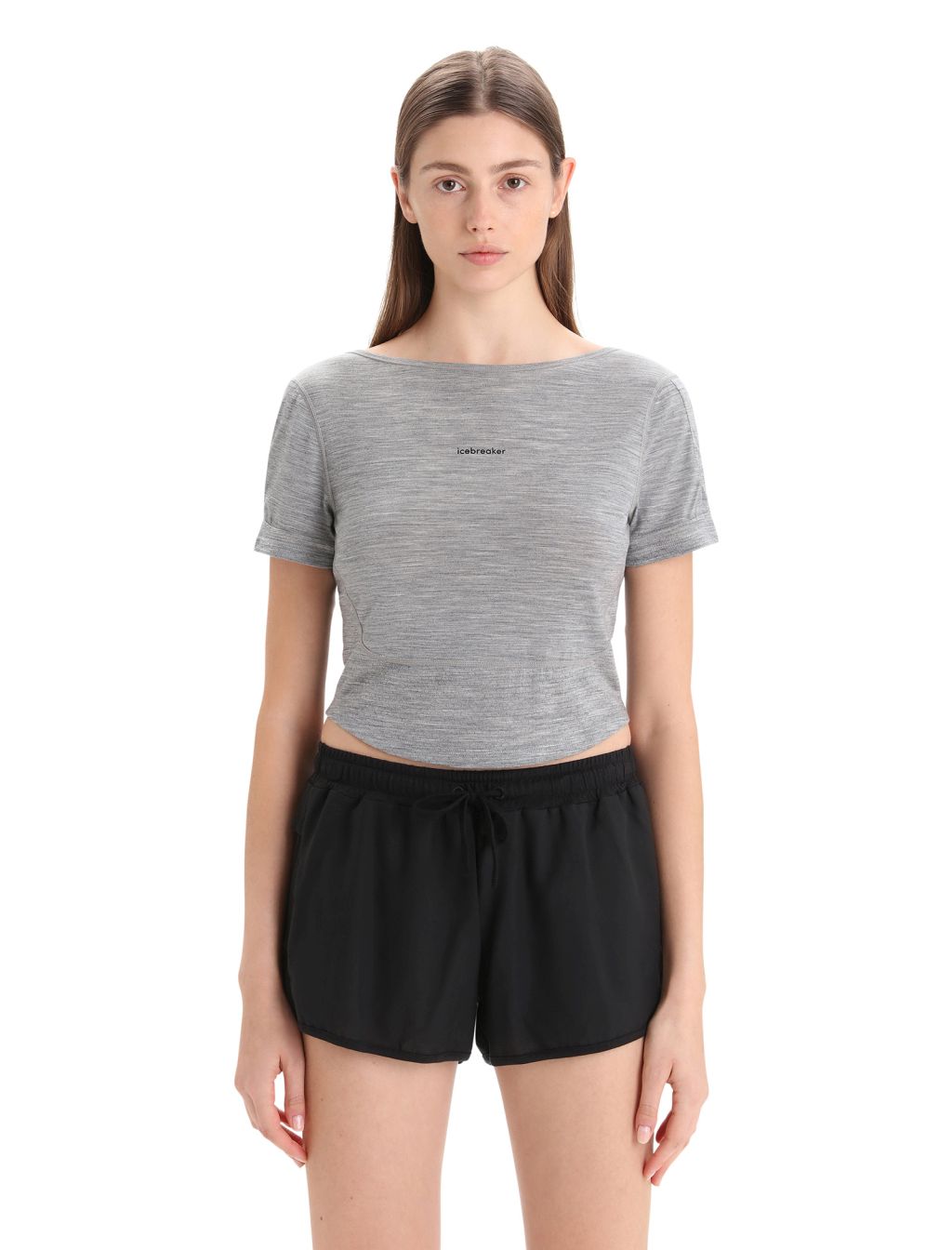 Dámské merino triko krátký rukáv ICEBREAKER Wmns ZoneKnit SS Scoop Back Tee, Metro Heather velikost: M