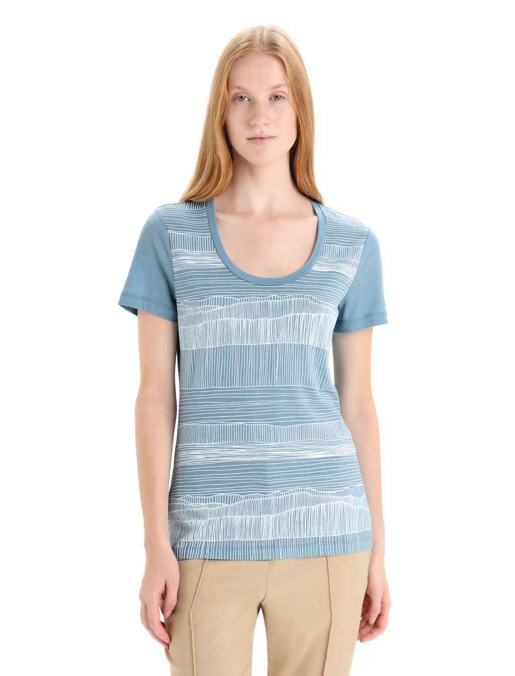 ICEBREAKER Wmns Tech Lite II SS Scoop Tee Reflection Lines, Astral Blue velikost: S