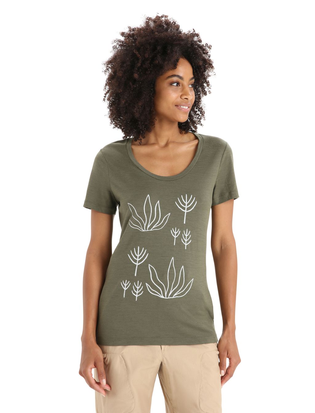 ICEBREAKER Wmns Tech Lite II SS Scoop Tee Fresh Growth, Loden velikost: L