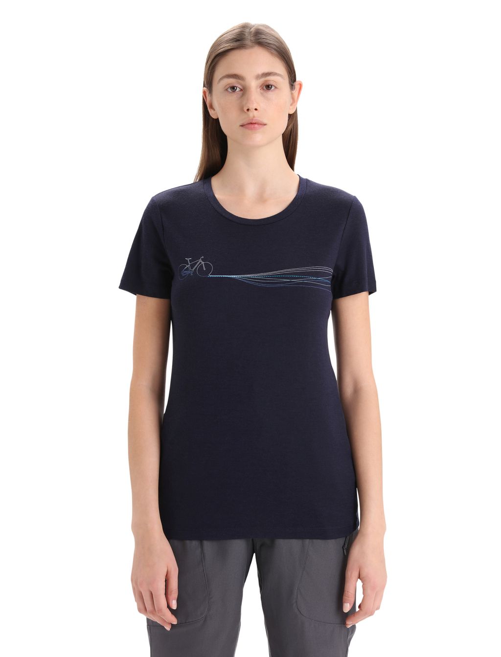 ICEBREAKER Wmns Tech Lite II SS Tee Cadence Paths, Midnight Navy velikost: XS