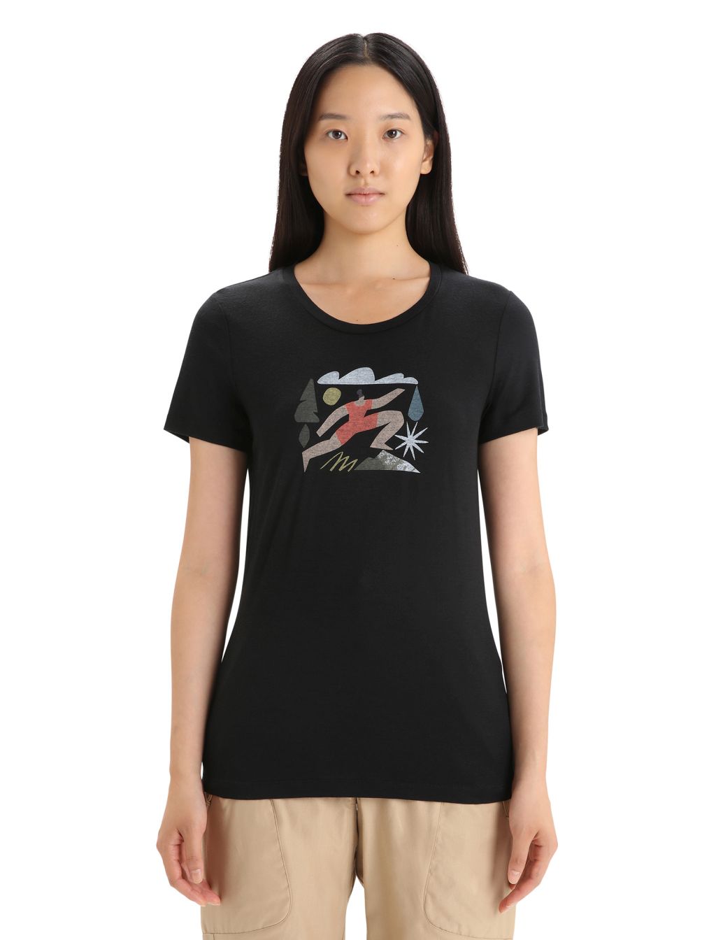 ICEBREAKER Wmns Tech Lite II SS Tee Spring Run, Black velikost: S