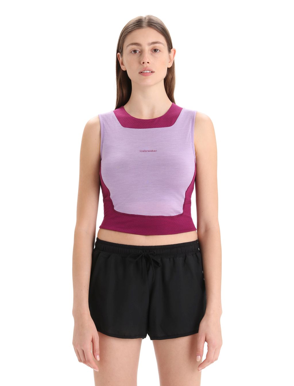 ICEBREAKER Wmns ZoneKnit Cropped Bra-Tank, Purple Haze/Go Berry velikost: XS