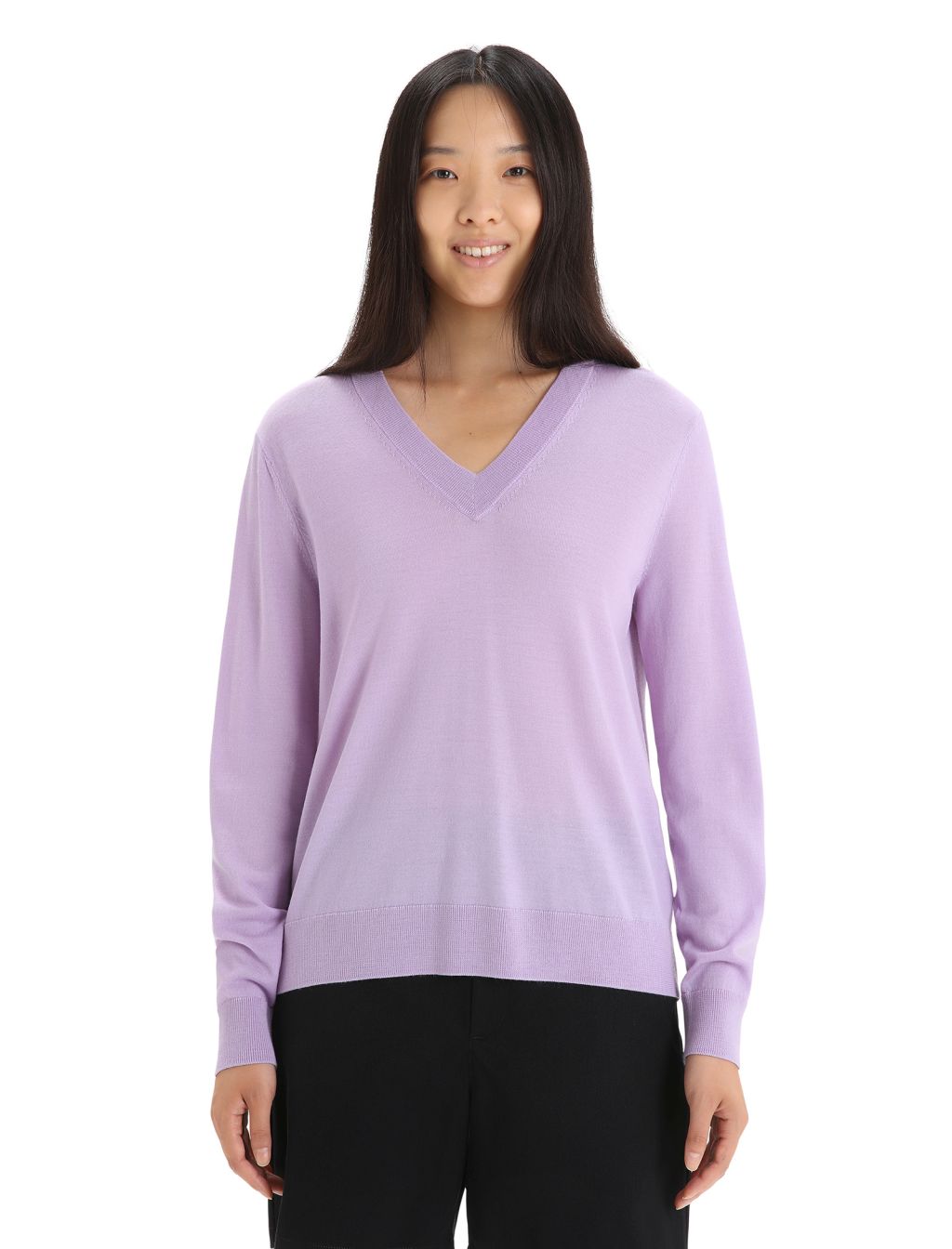 ICEBREAKER Wmns Wilcox LS V Sweater, Purple Haze velikost: M