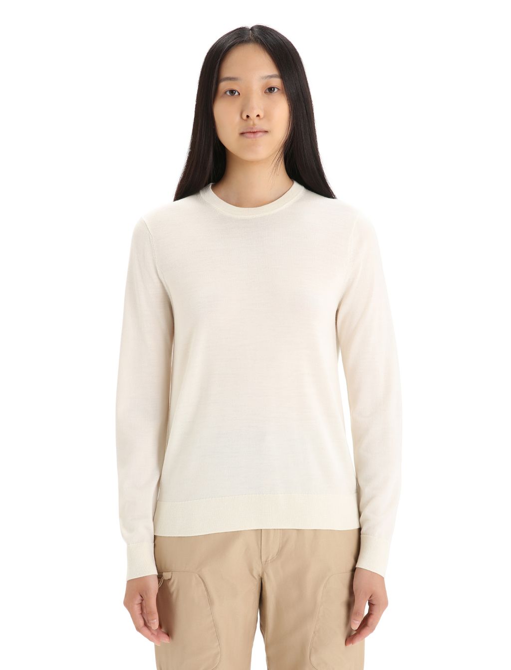 ICEBREAKER Wmns Wilcox LS Sweater, Chalk velikost: XL