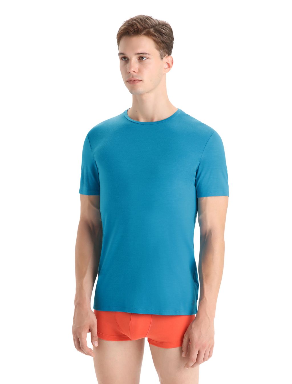 ICEBREAKER Mens Anatomica SS Crewe, Geo Blue velikost: M