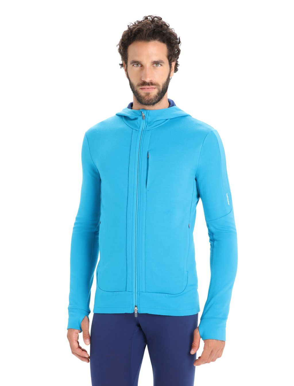 ICEBREAKER Mens Quantum III LS Zip Hoodie, Geo Blue/Royal Navy velikost: L