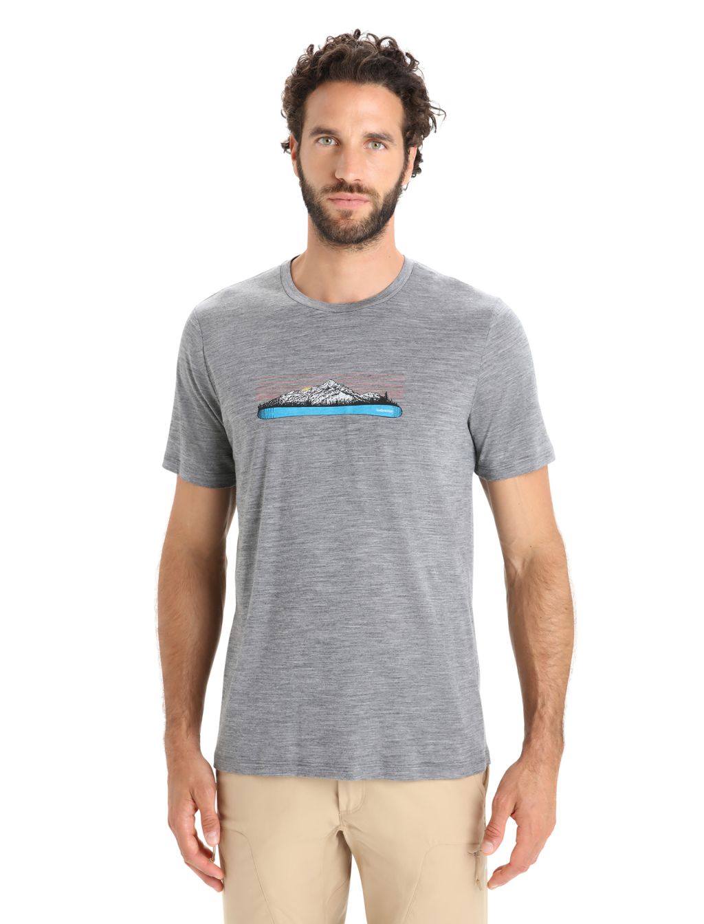 ICEBREAKER Mens Tech Lite II SS Tee Ski Fields, Gritstone Heather velikost: S