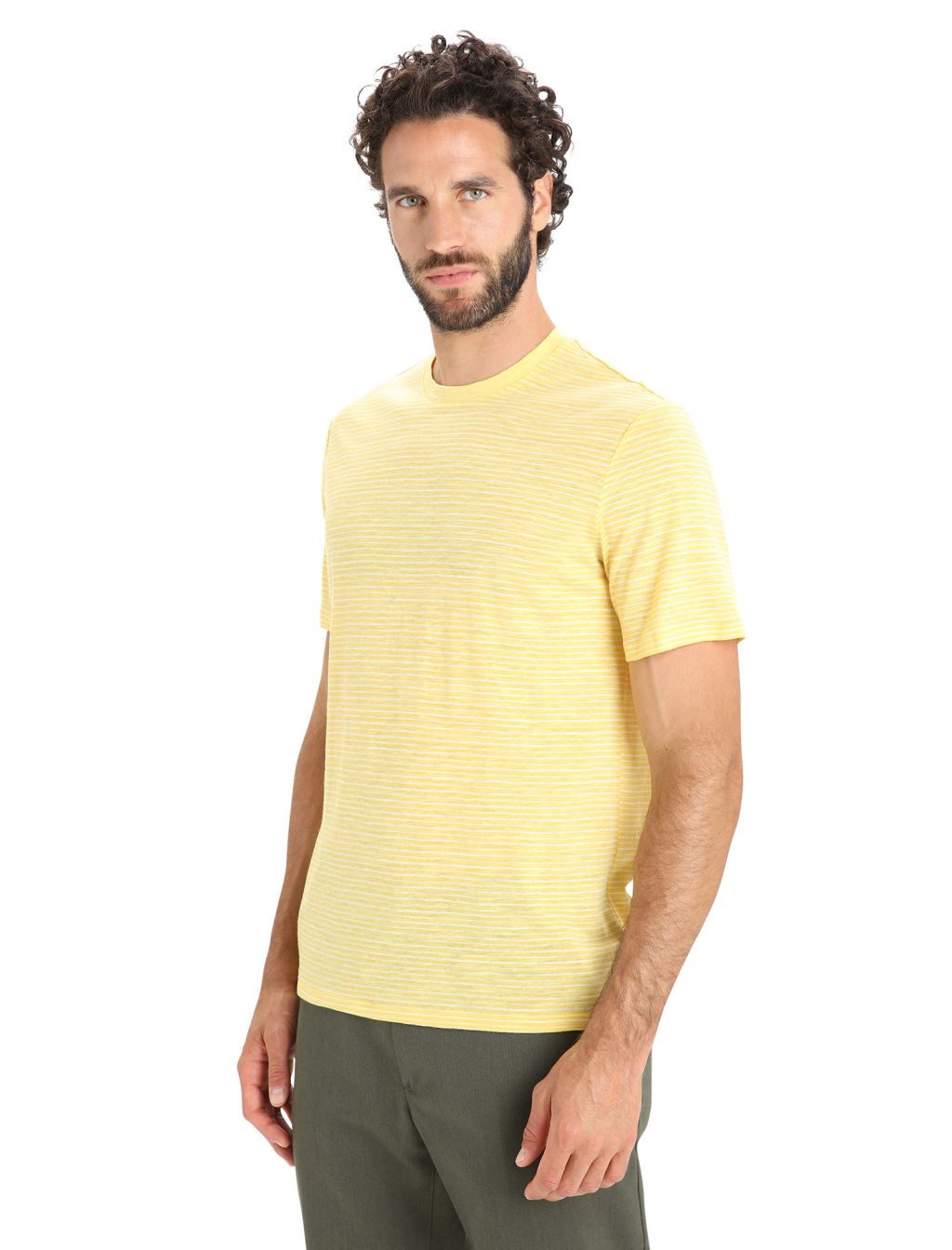 ICEBREAKER Mens Merino Linen SS Tee Stripe, Summer/Snow velikost: S