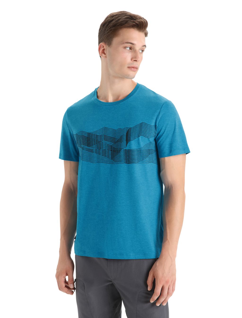 ICEBREAKER Mens Central Classic SS Tee St Anton, Geo Blue velikost: XS