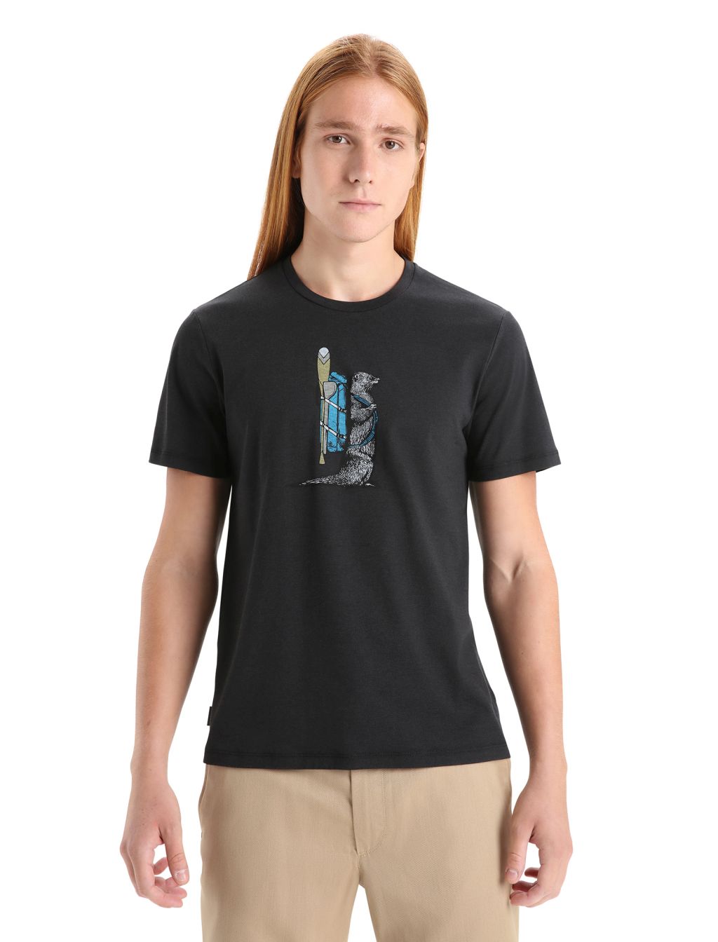 ICEBREAKER Mens Central Classic SS Tee Otter Paddle, Black velikost: XXL