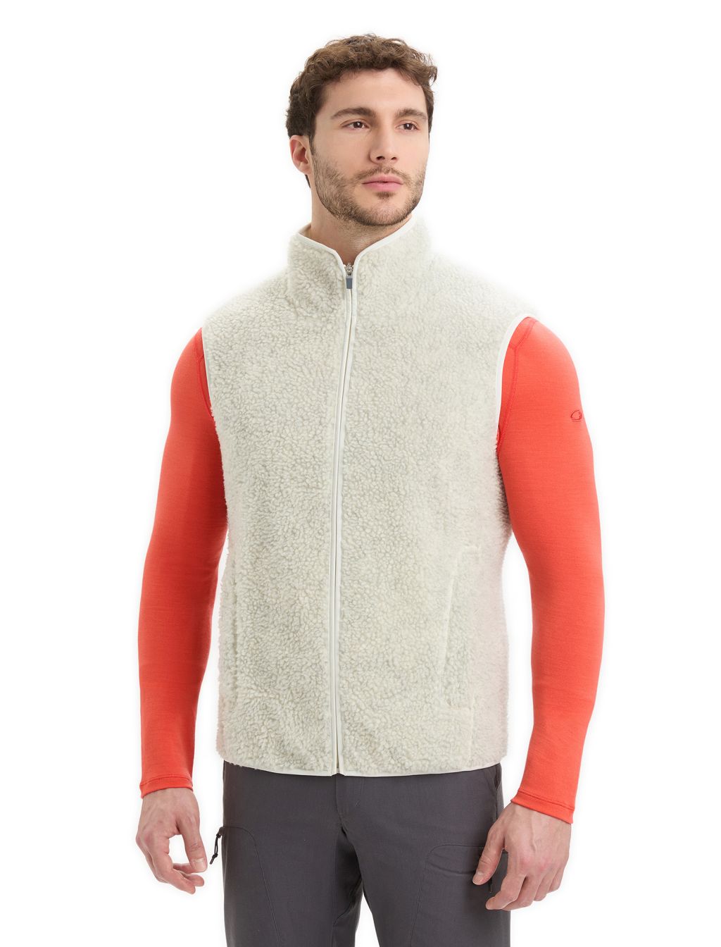 ICEBREAKER Mens RealFleece™ High Pile Vest, Ecru Heather/Snow velikost: L