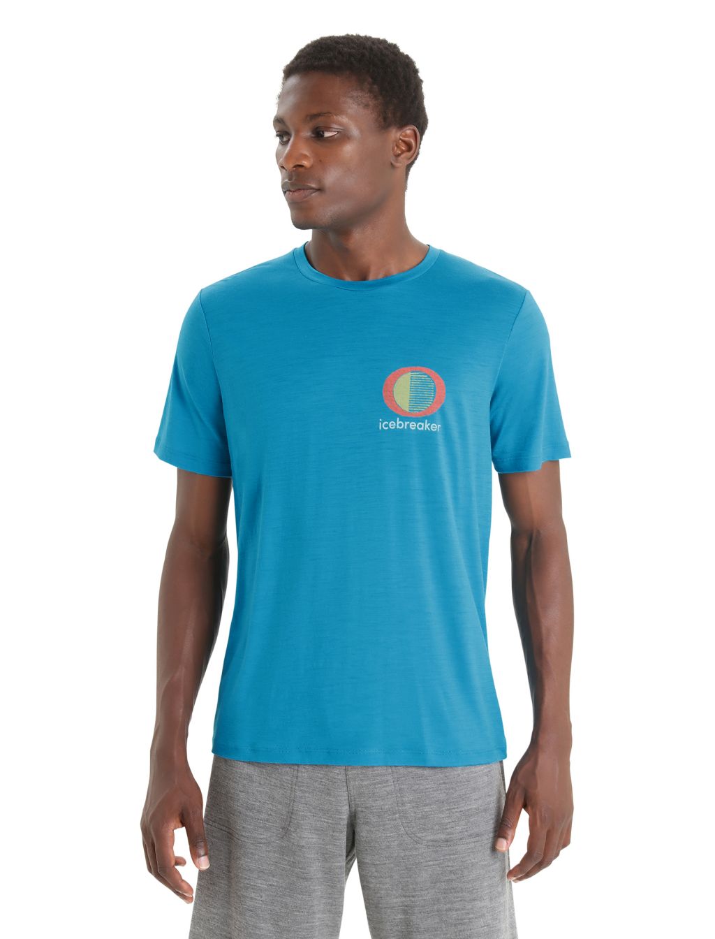 ICEBREAKER Mens Tech Lite II SS Tee Spring Glow, Geo Blue velikost: XL