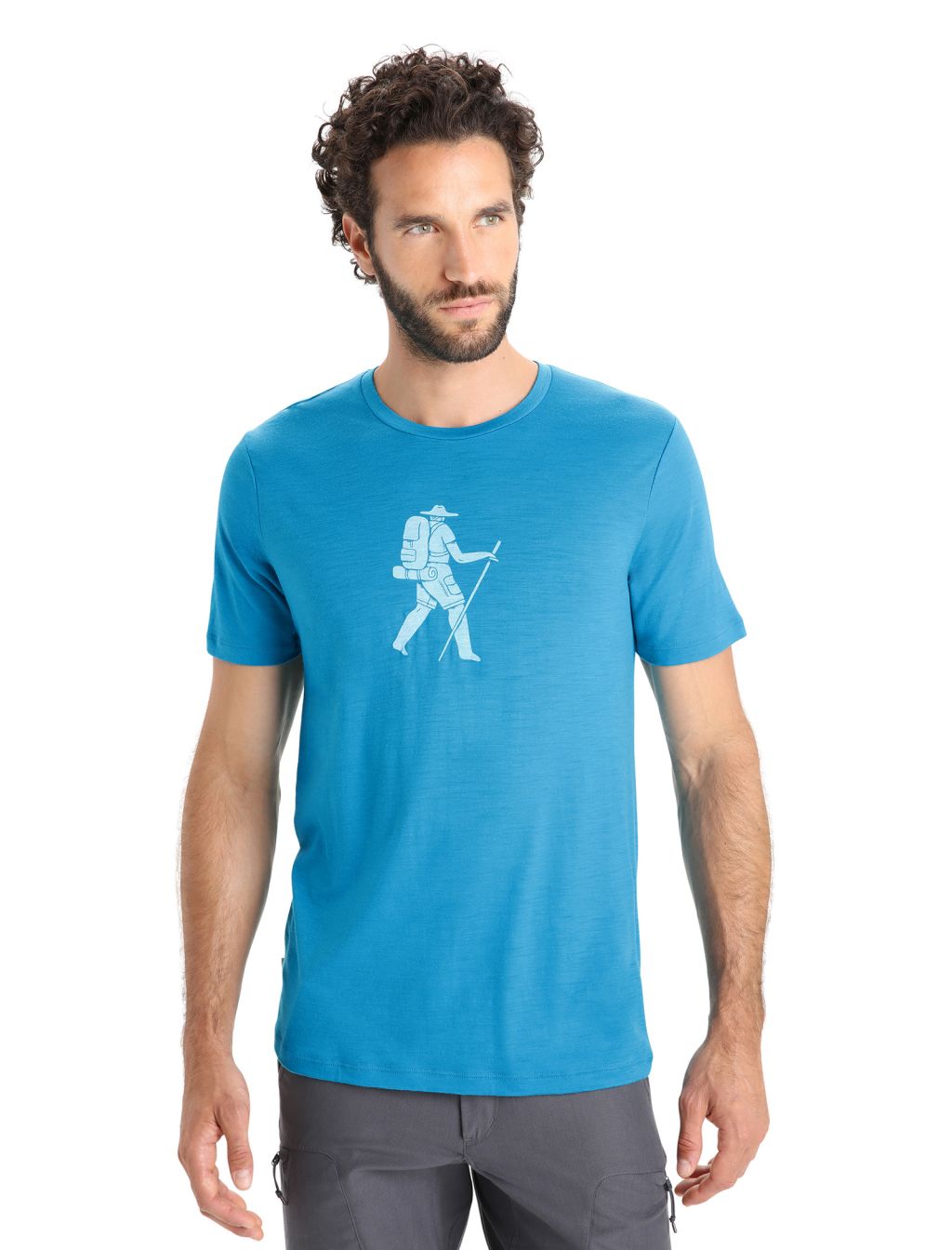 ICEBREAKER Mens Tech Lite II SS Tee Trail Hiker, Geo Blue velikost: XS