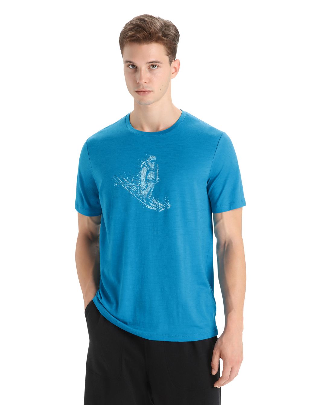 ICEBREAKER Mens Tech Lite II SS Tee Skiing Yeti, Geo Blue velikost: XS