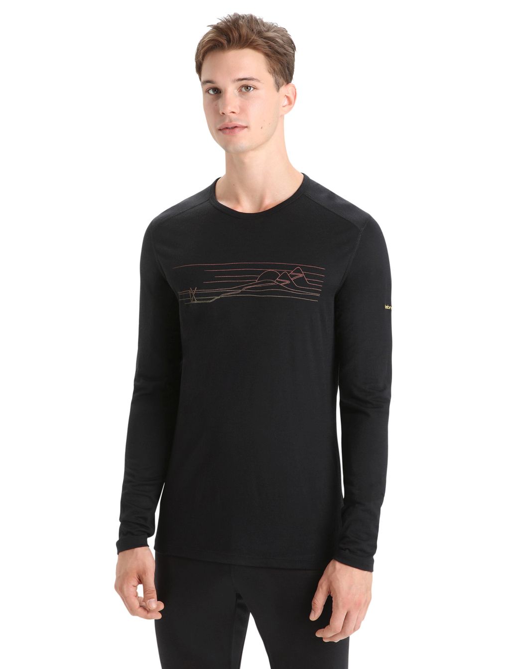 ICEBREAKER Mens 200 Oasis LS Crewe Ski Stripes, Black velikost: M