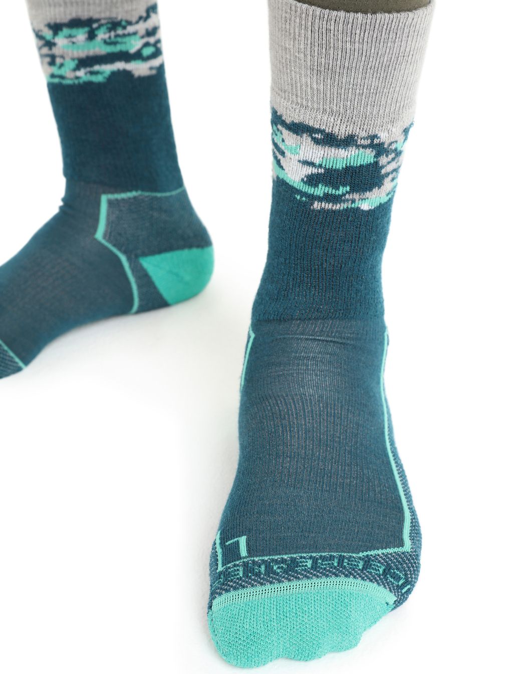 Pánské merino ponožky ICEBREAKER Mens Hike+ Medium Crew Sedimentary, Green Glory/Fresh velikost: 39-41,5 (S)