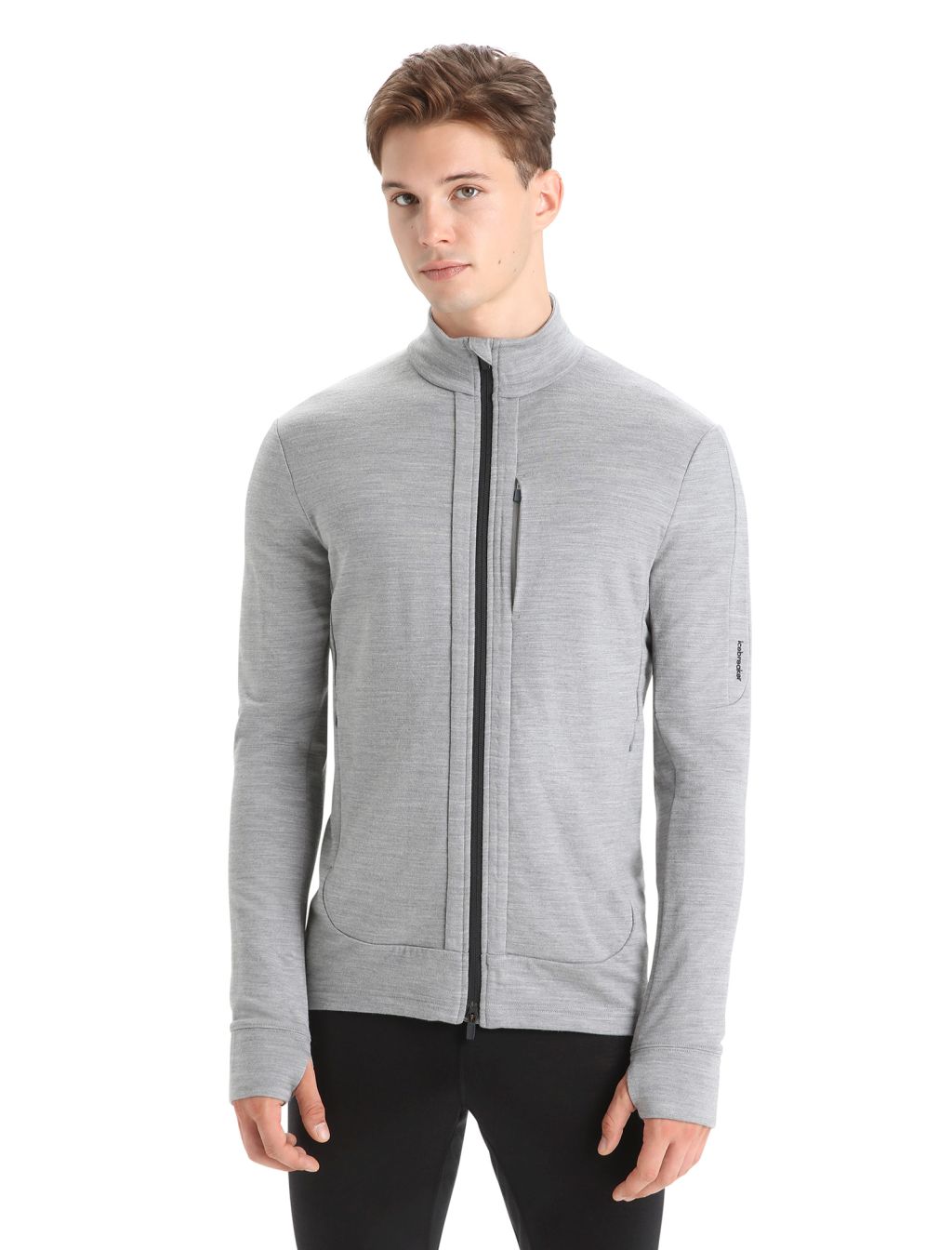 ICEBREAKER Mens Quantum III LS Zip, Metro Heather/Black velikost: XL